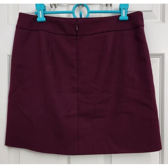 LOFT Women's Burgundy A-Line Mini Skirt Size 6 Pockets Gold Hardware Zipper E40 - Picture 4 of 8